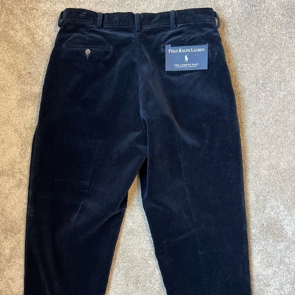 Men’s Polo by Ralph Lauren Cotton Navy Blue Pleated Andrew Pant NWT 36x30 - Picture 10 of 11